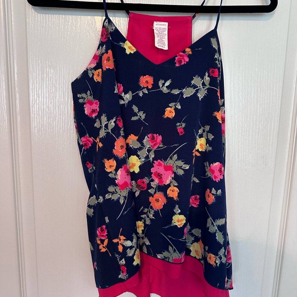 Candie's Navy Floral Reversible Top